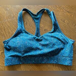 Zyia Sports Bra, size large, blue pattern